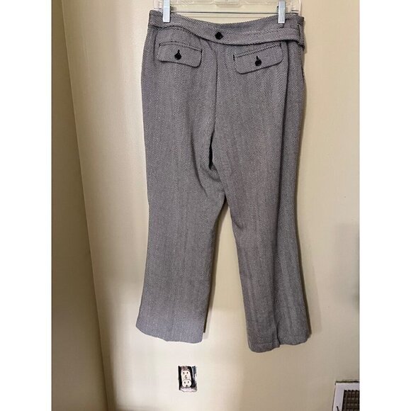 Ann Taylor LOFT Womens Herringbone Wool Blend Belted Wide Leg Pants 8P career - Picture 2 of 8